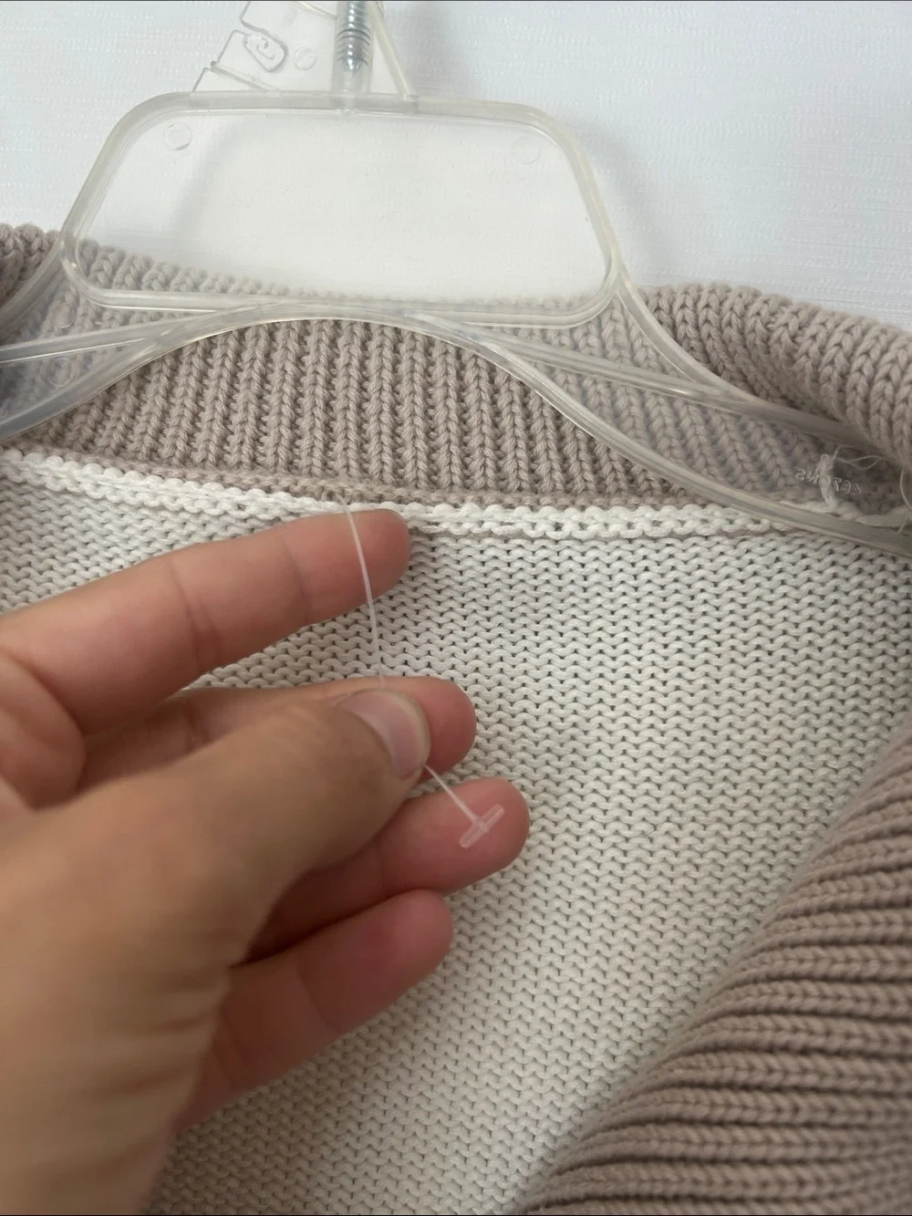 ZSUPPLY Cream Zip-Front Sweater with Taupe Contrast Collar